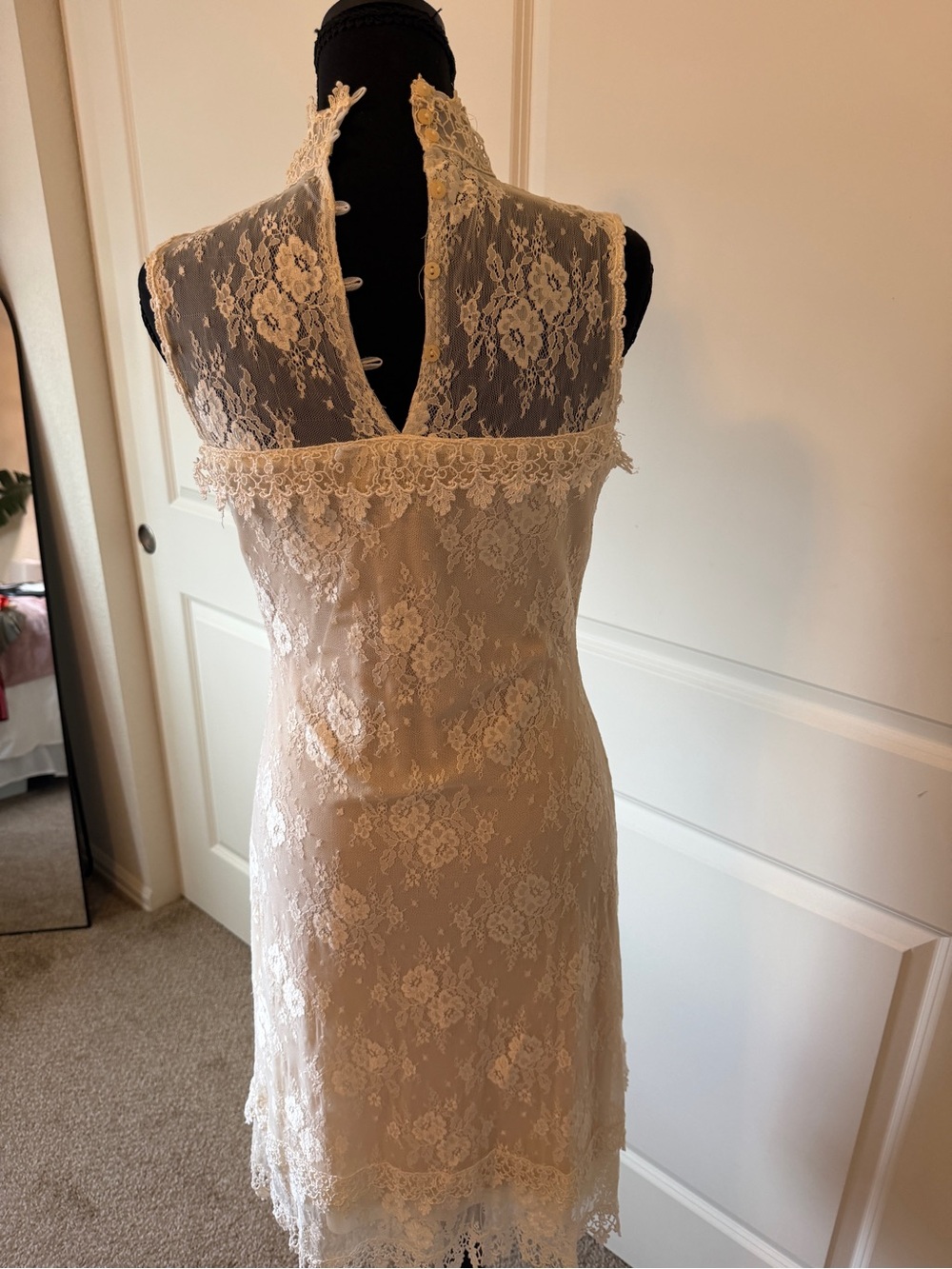 Jessica McClintock Cream Lace Mini Dress - Picture 3 of 3